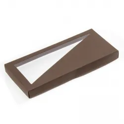 18 Choc Ribbed Brown Folding Lid with Triangular Window
